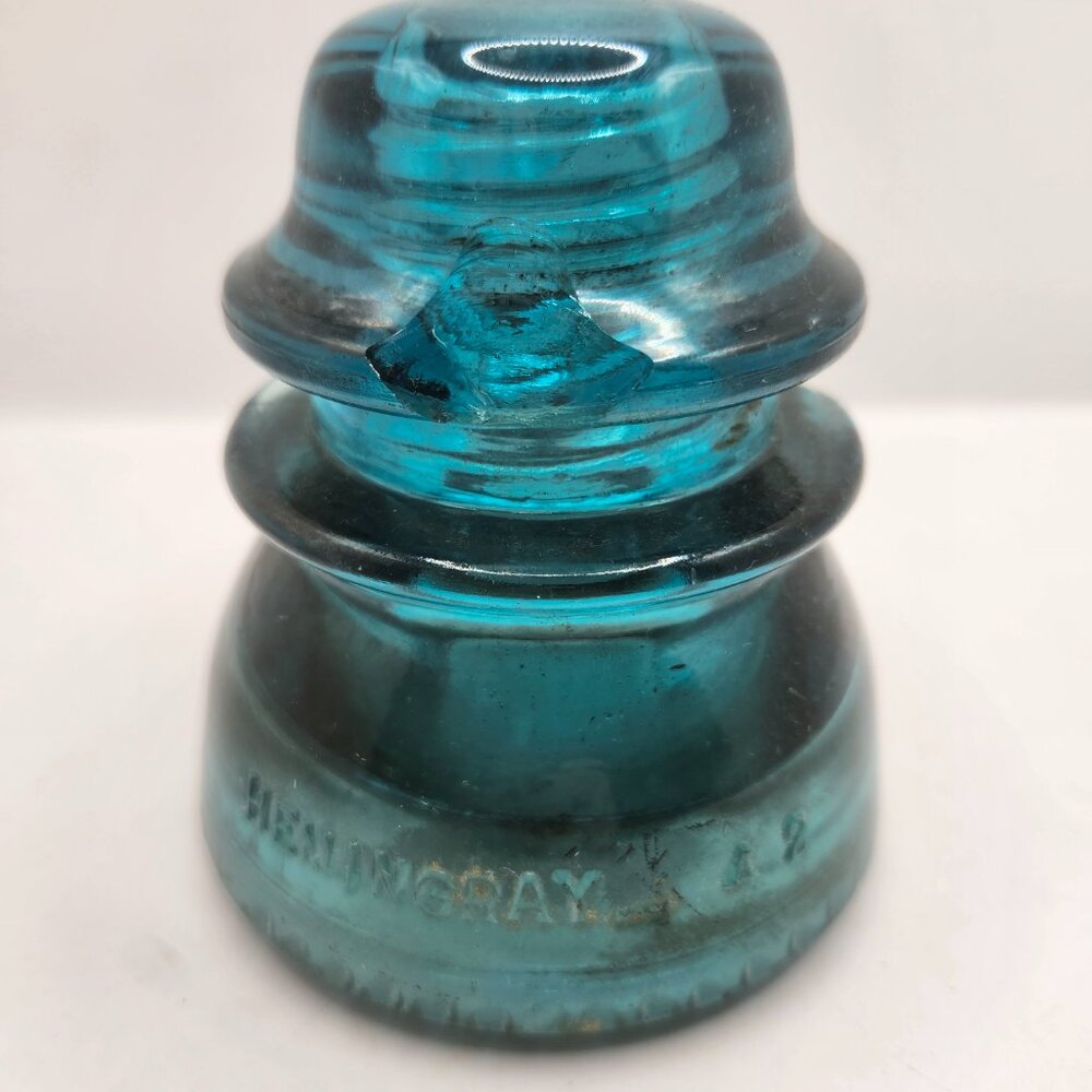 Vintage Teal Blue Glass Hemmingray 42 Insulator